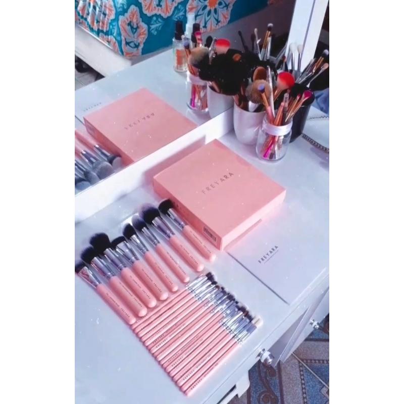 FREYARA Pincéis Maquiagem Profissional Kit 25pcs, Rosa Brilhante