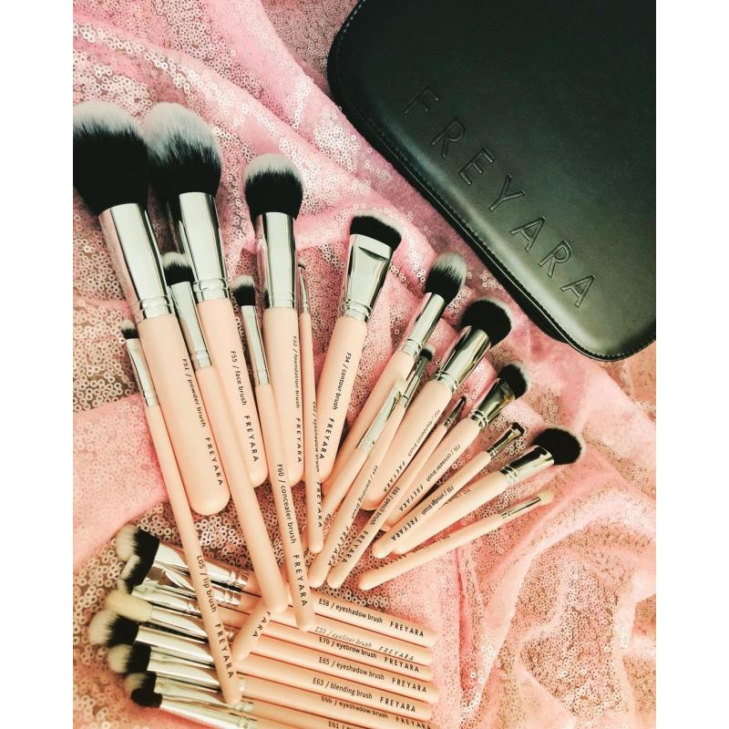 FREYARA Pincéis Maquiagem Profissional Kit 25pcs, Rosa Brilhante