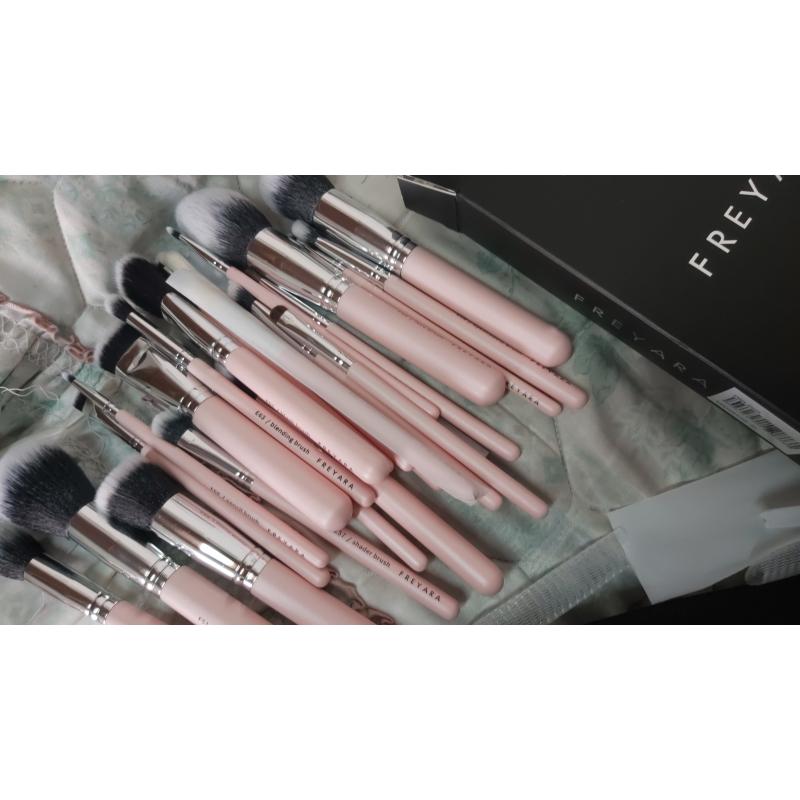 FREYARA Pincéis Maquiagem Profissional Kit 25pcs, Rosa Brilhante