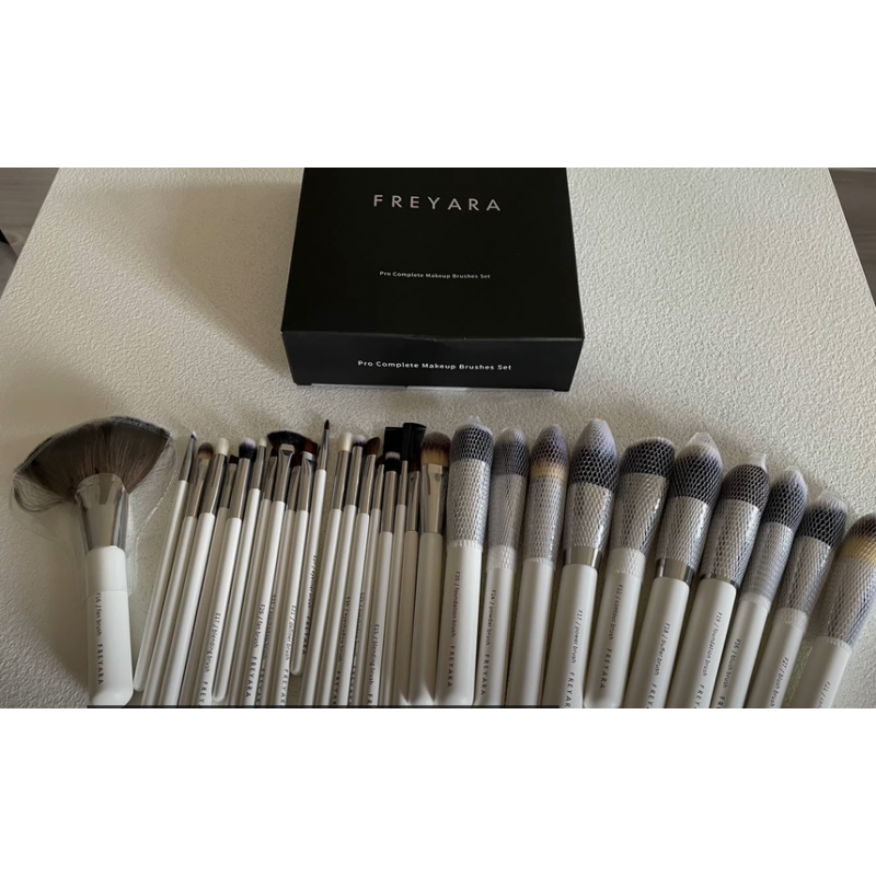 FREYARA Pincéis Maquiagem Profissional Kit 30pcs, Clássico Branco