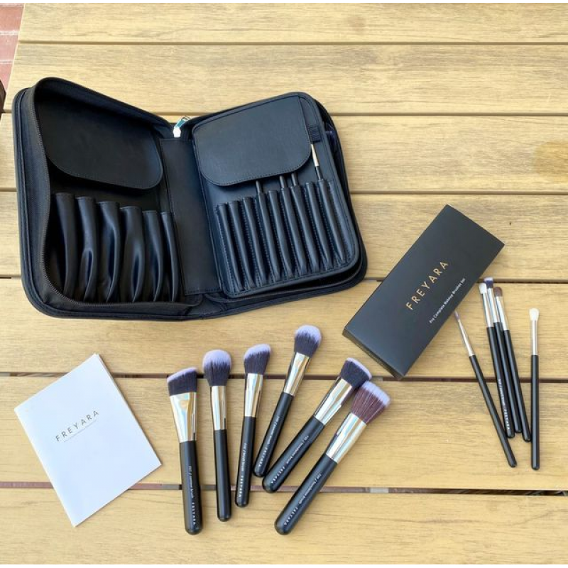 Kit Profissional de 30pcs Pincéis de Maquiagem Preto com Bolsa Organizador