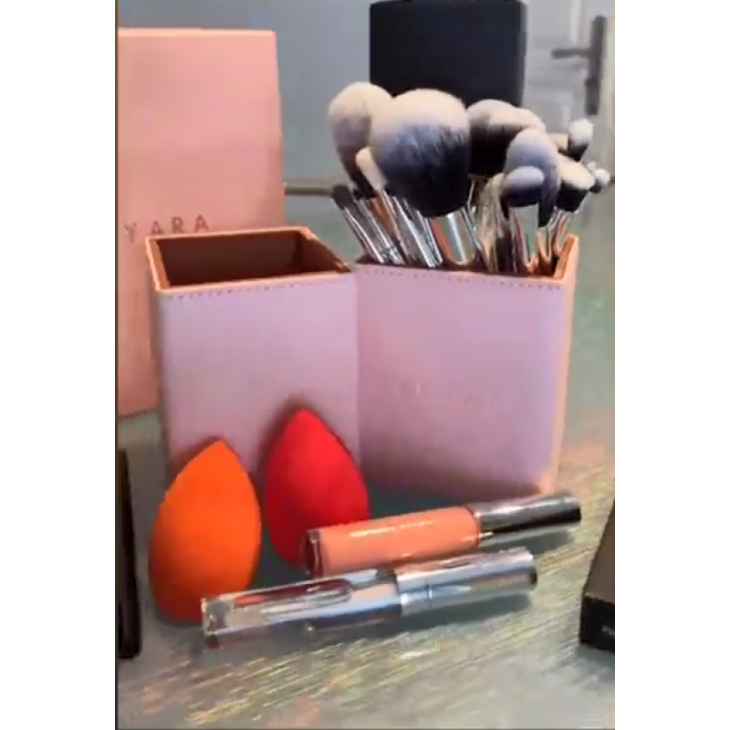 Kit Profissional de 25pcs Pincéis de Maquiagem com Suporte Magnético, Rosa