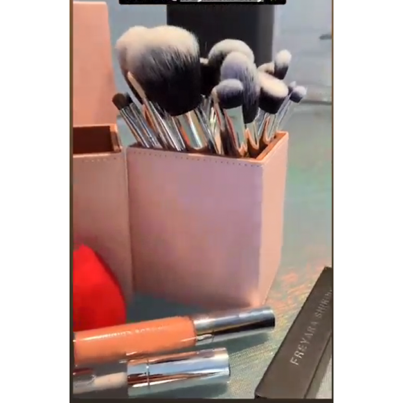 Kit Profissional de 25pcs Pincéis de Maquiagem com Suporte Magnético, Rosa