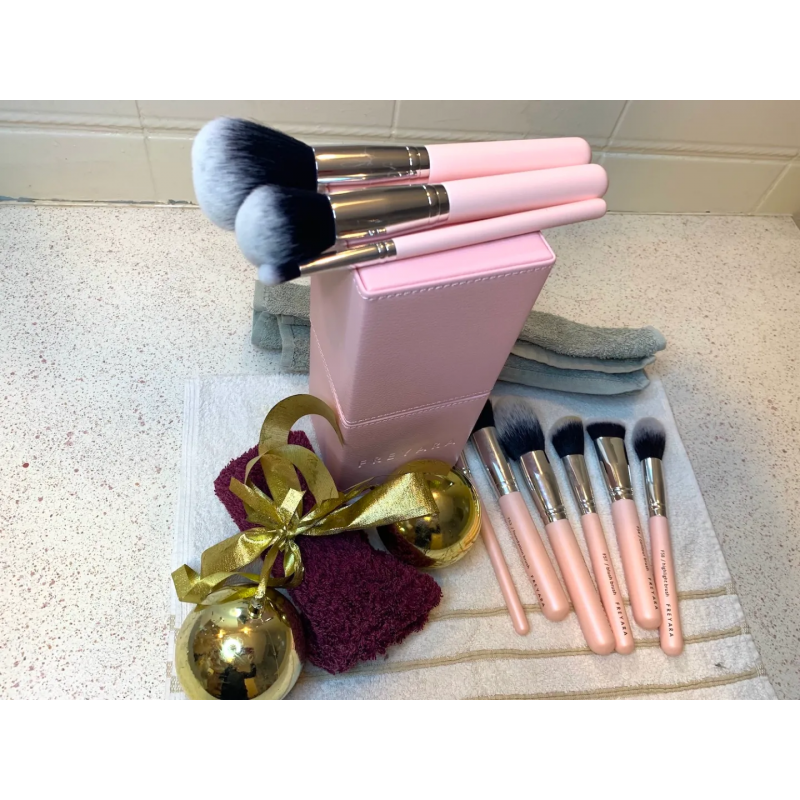 Kit Profissional de 25pcs Pincéis de Maquiagem com Suporte Magnético, Rosa