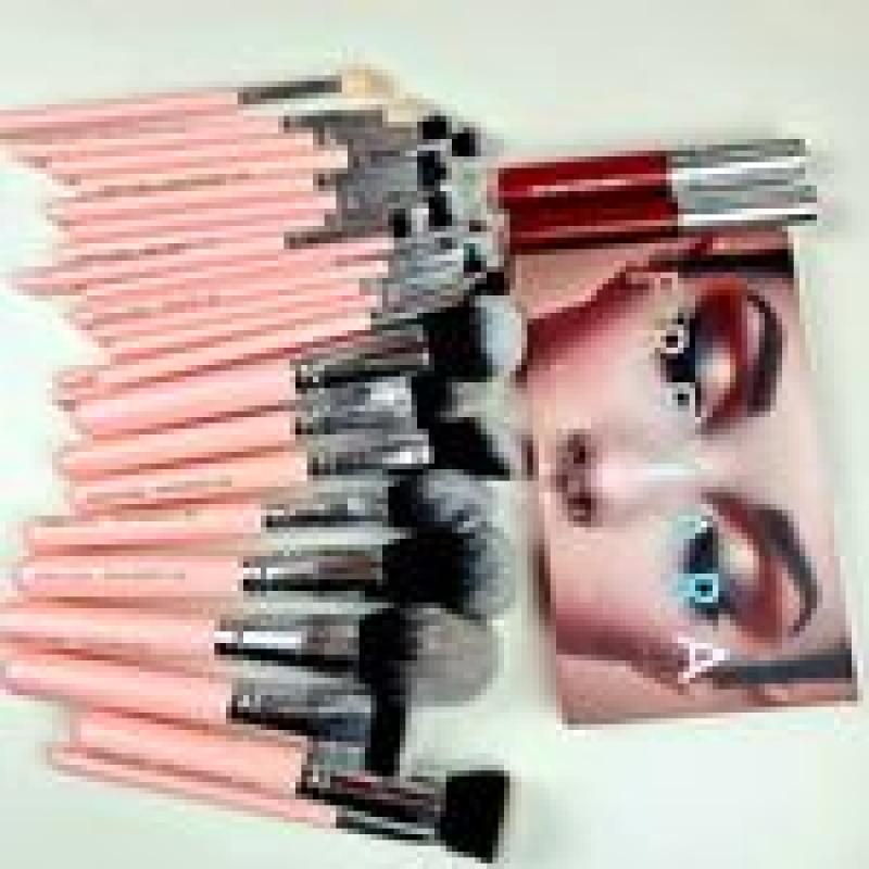 Kit Profissional de 25pcs Pincéis de Maquiagem Rosa com Paleta de Sombras Golden Rose