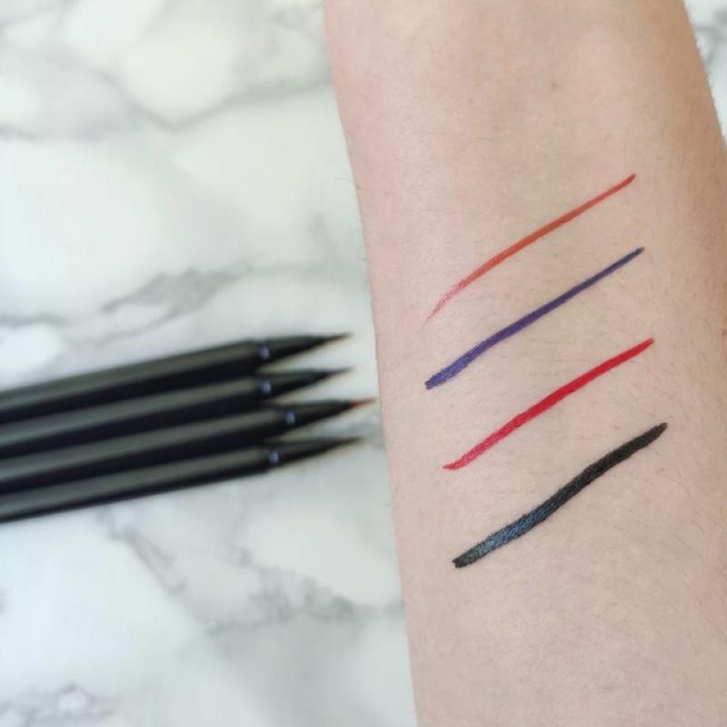 Impermeable, Larga Duración, Delineador de Ojos Líquido 4 en 1, Negro, Rojo, Violeta, Caramel