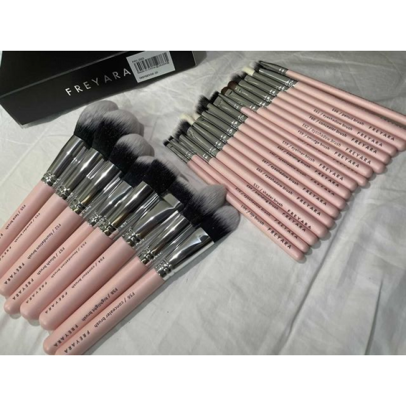 FREYARA Pincéis Maquiagem Profissional Kit 25pcs, Rosa Brilhante