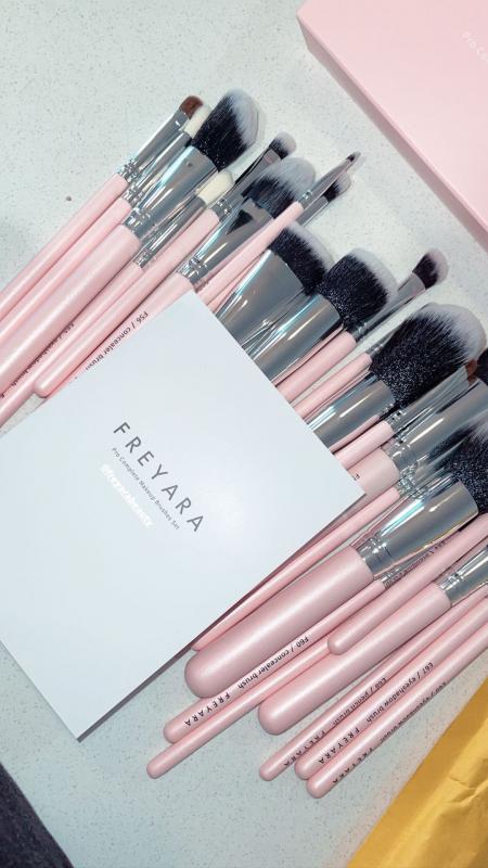FREYARA Pincéis Maquiagem Profissional Kit 25pcs, Rosa Brilhante