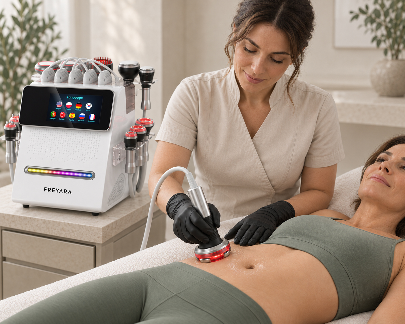 Vacuum RF professional treatment scene