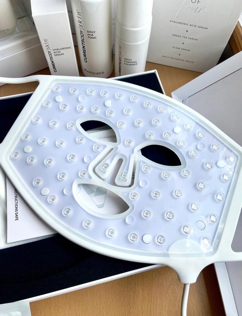 Professional facial LED therapy device with red and blue lights for acne and wrinkle treatment