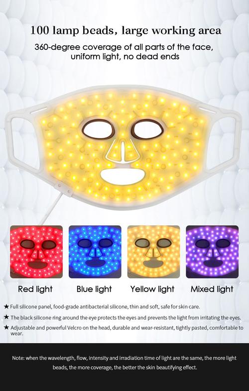 Woman using light therapy mask at home