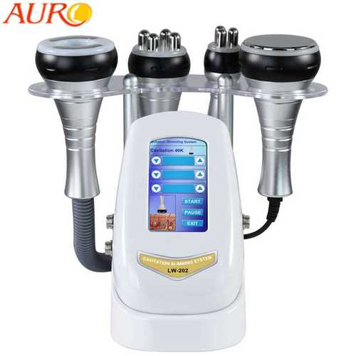 Professional cavitation therapy machine with LCD display showing treatment parameters