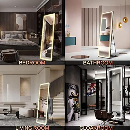 Wall mounted dressing table mirror in modern bathroom