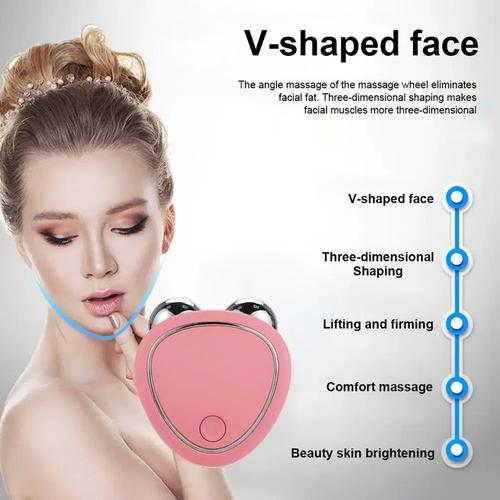 woman using face massager for glowing skin at home