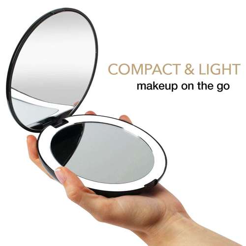Professional makeup application using travel mirror