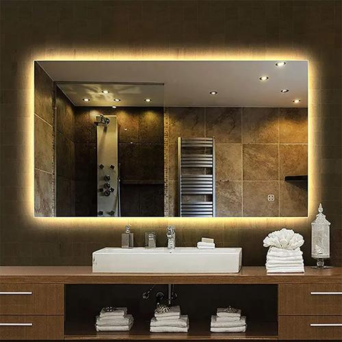 Modern bathroom with waterproof mirror demonstration