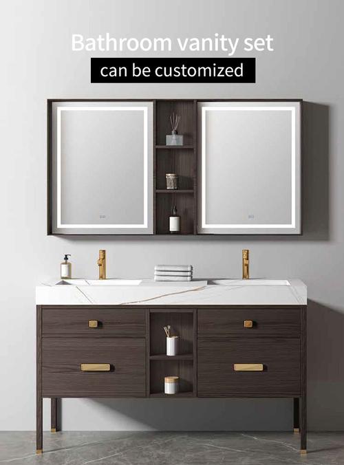 Modern bathroom mirror medicine cabinet with LED lighting