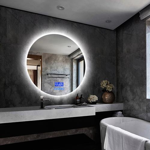 Contemporary large bathroom mirror with LED lighting and anti-fog feature