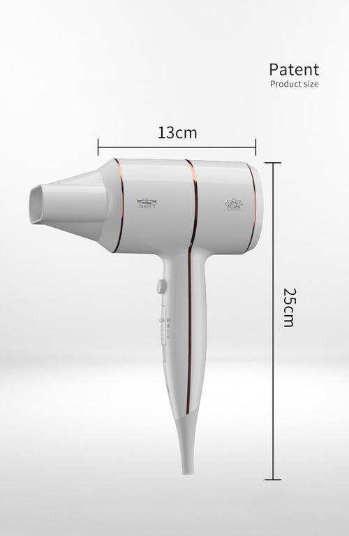 Blue compact travel hair dryer with folding handle and voltage converter