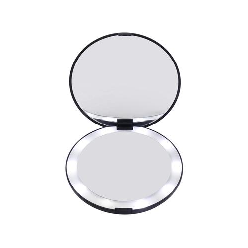 Magnification levels in lighted bathroom mirror