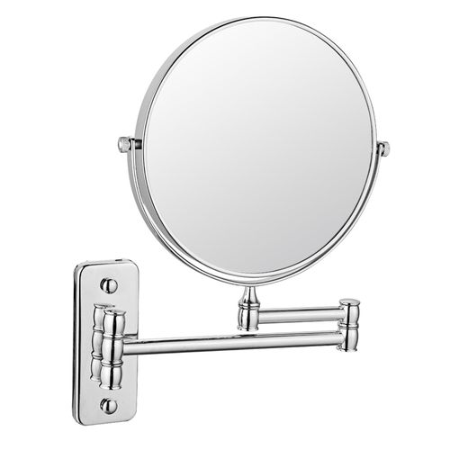 wall mounted magnifying mirror in modern bathroom