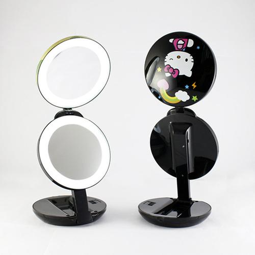 Makeup application with magnifying mirror