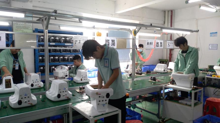 RF machine assembly line with quality checkpoints