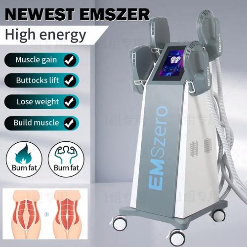 Professional using EMS body toning device in fitness studio