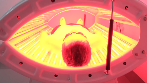 Body light therapy device assembly line with quality control checkpoints
