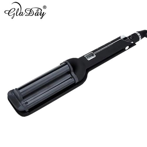Professional hair crimping iron creating perfect zigzag waves