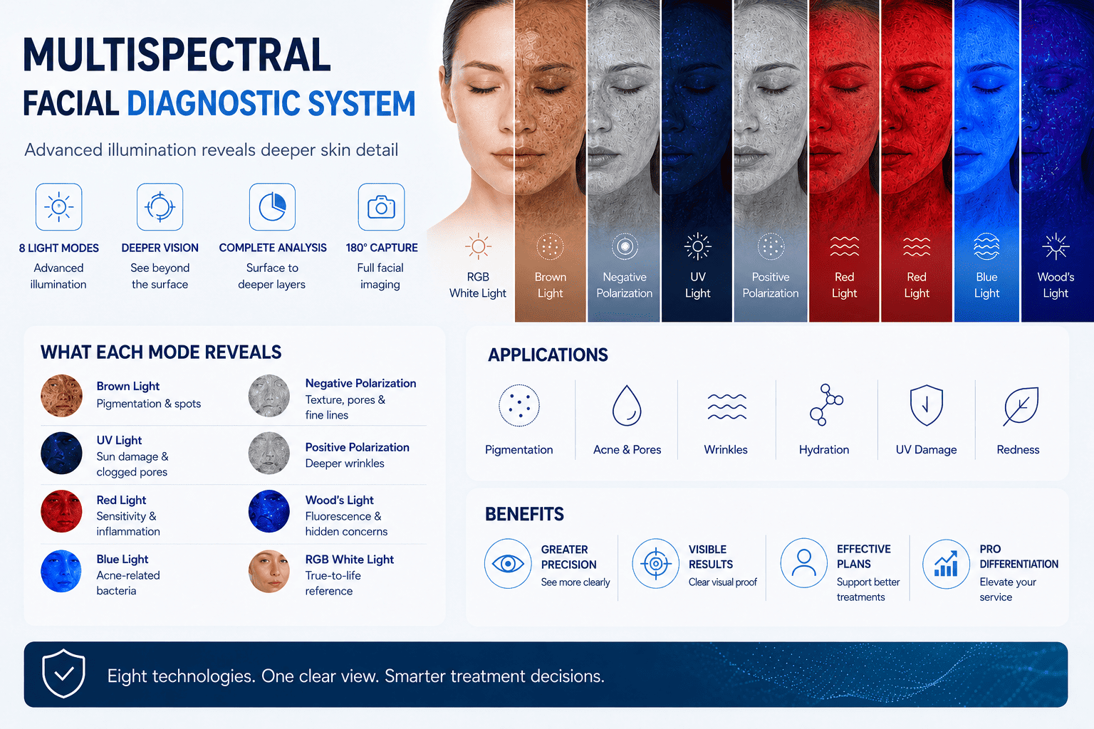 Multispectral facial skin analysis system