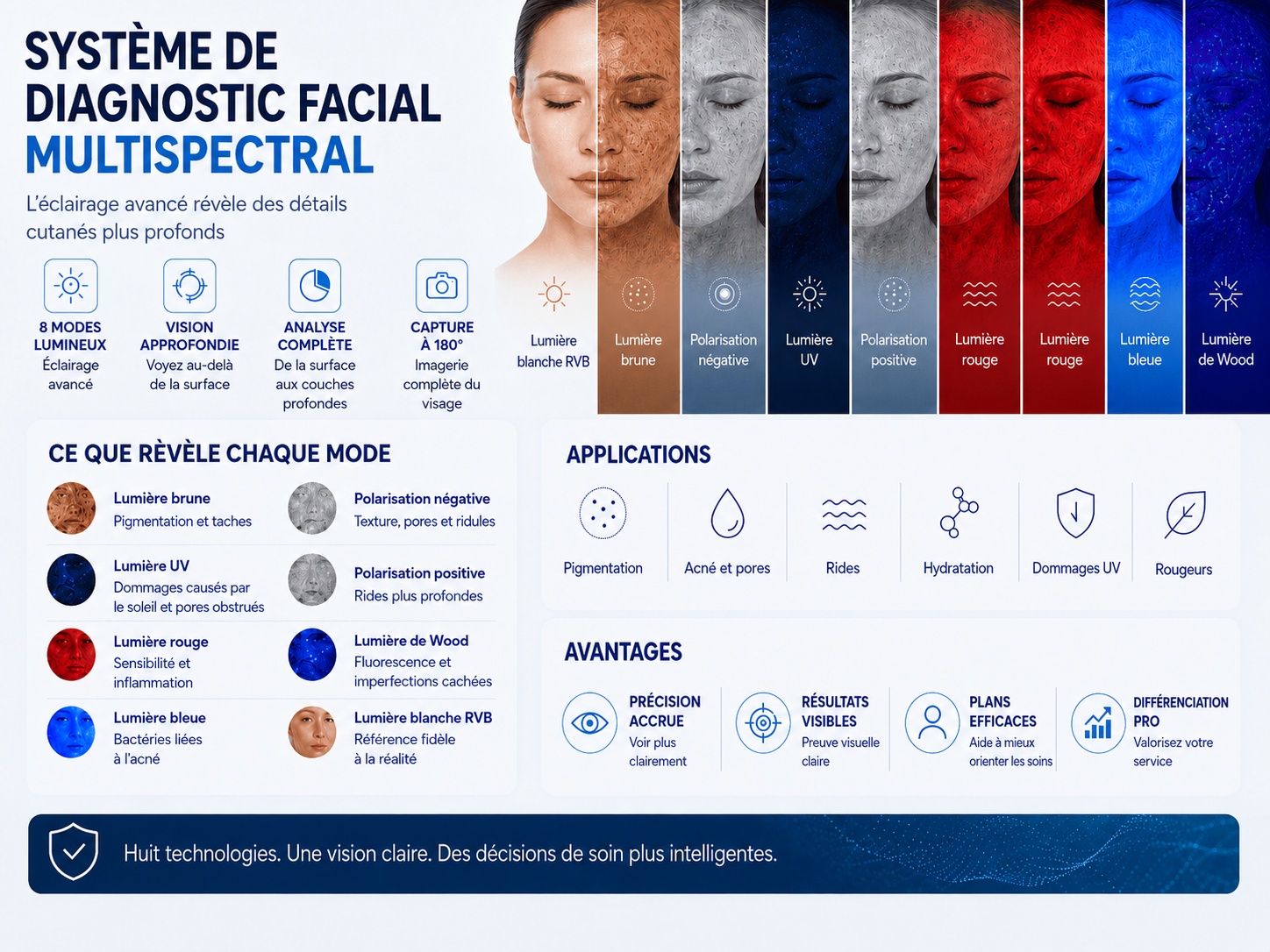 Système d'analyse cutanée multispectrale du visage