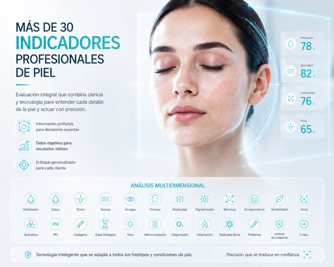 Más de 30 indicadores profesionales de piel